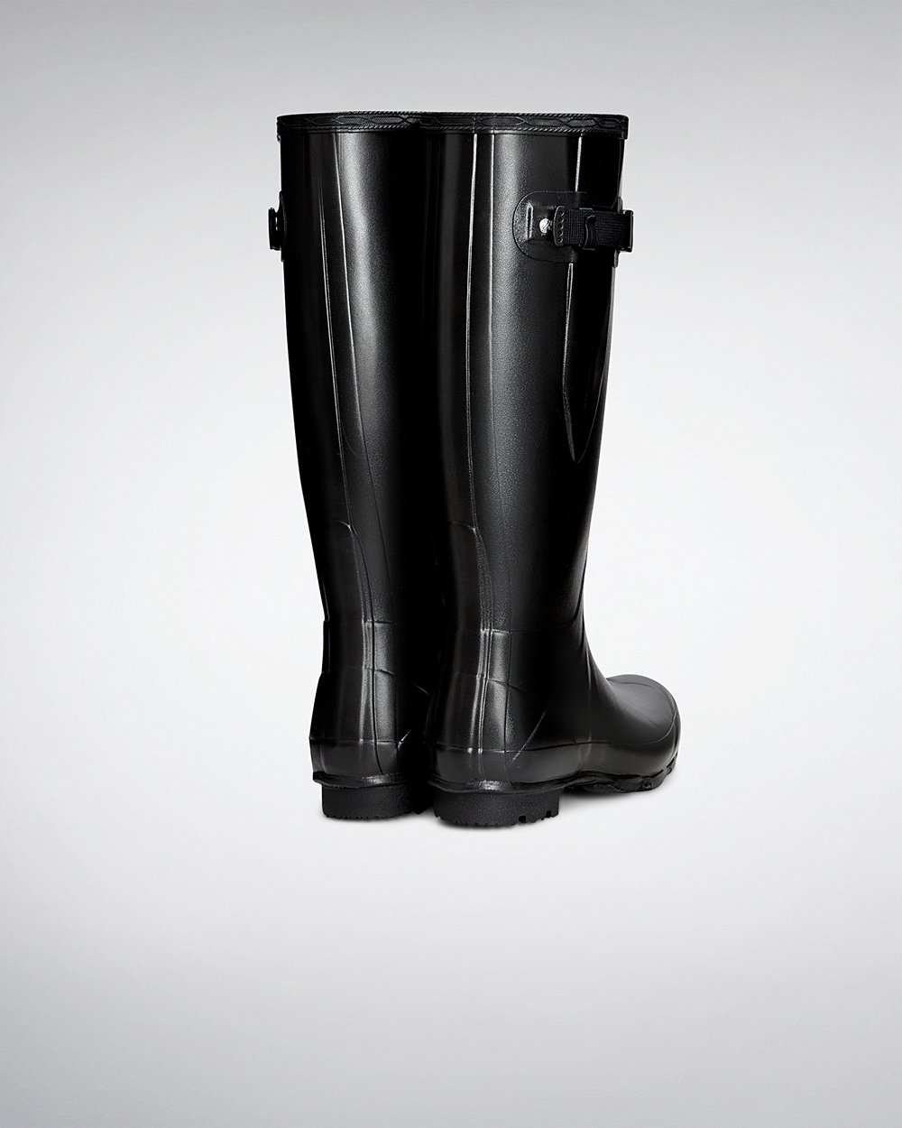 Womens Hunter Norris Field Side Adjustable - Tall Rain Boots Black - 8245-FJVKW